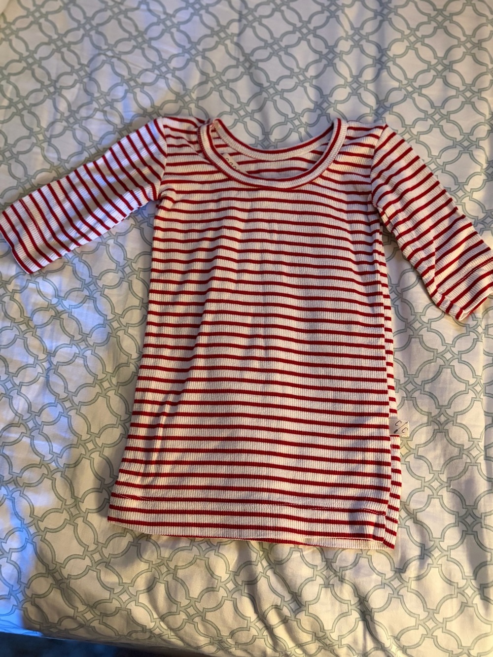 Girls Red & White Striped Long Sleeve Knit Top - Unbranded